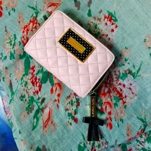 Baby Pink Quilted Wallet Gold